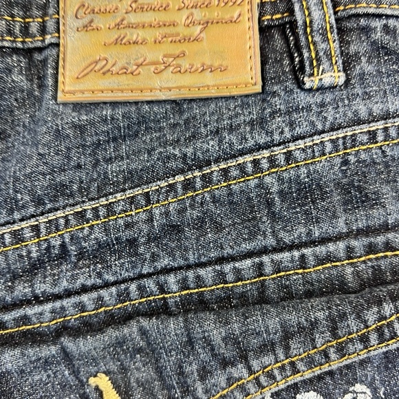 Vintage Phat Farm Jeans 34 x 32 Slim Embroidered Pocket. Y2K - Picture 10 of 15